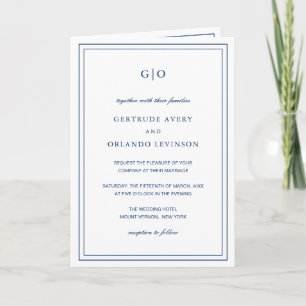 Gertrude Navy Blue Classic Elegant Wedding Invitation
