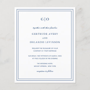 Gertrude Navy Blue Elegant Wedding Invitation