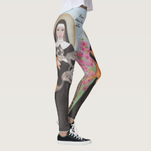 Gertrude Patron St of Cats Watercolor Leggings