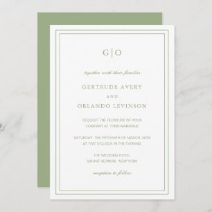 Gertrude Sage Green Classic Elegant Wedding Invitation