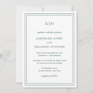 Gertude Emerald Green Classic Elegant Wedding Invitation