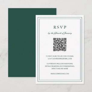 Gertude Emerald Green Classic Elegant Wedding RSVP Card