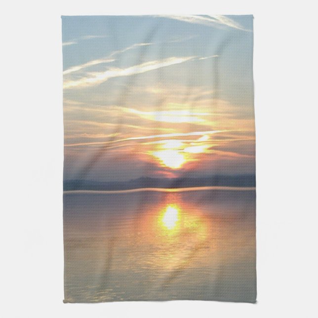 Geschirrtuch Sonnenuntergang am see Tea Towel (Vertical)