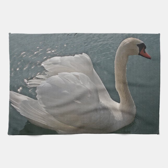 Geschirrtuch stolzer Schwan mit Lichtsternchen Tea Towel (Horizontal)