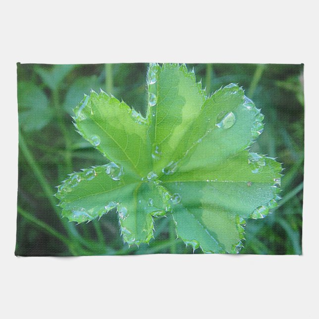 Geschirrtuch Wassertropfen auf Blatt Tea Towel (Horizontal)