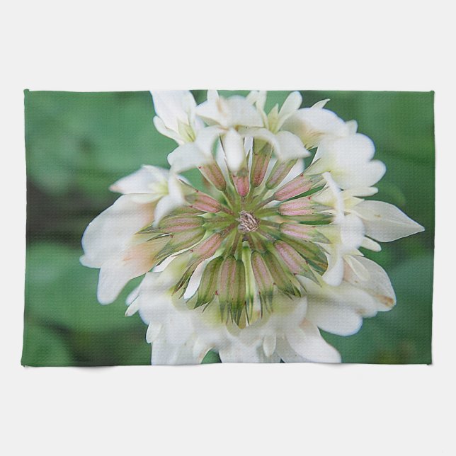 Geschirrtuch weiss-rosa Kleeblume Tea Towel (Horizontal)