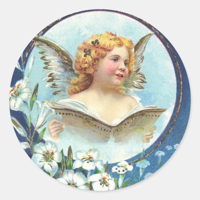 Gesegnete Ostern, Blessed Easter Classic Round Sticker (Front)