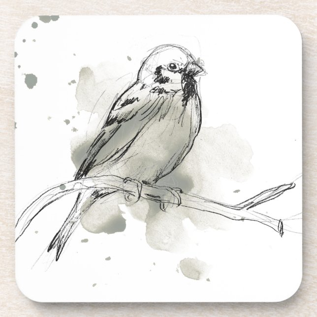 Gestural Bird Study Coaster (Front)