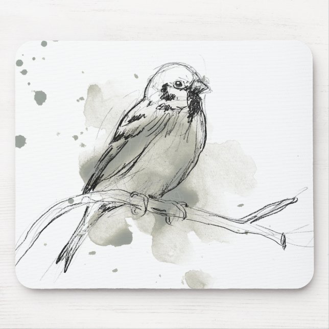 Gestural Bird Study Mouse Mat (Front)