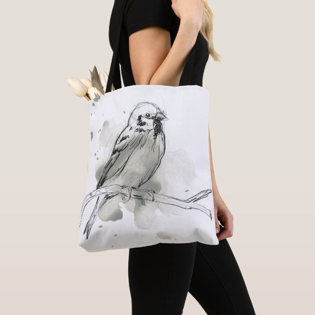 Gestural Bird Study Tote Bag (Close Up)