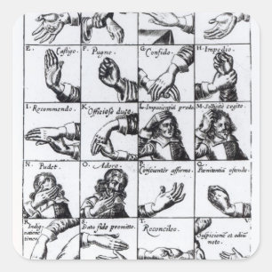 Gestures for miming  John Bulwer's 'Chrilogia Square Sticker