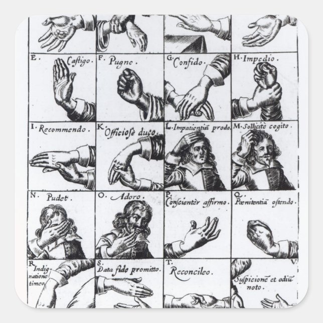 Gestures for miming  John Bulwer's 'Chrilogia Square Sticker (Front)