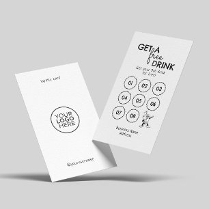 Get A Free Drink Minimal Modern Black White Loyalty Card