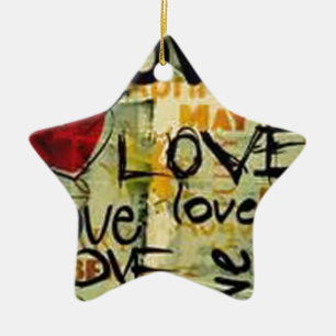 Get A Little Love Graffiti Ceramic Tree Decoration