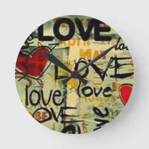 Get A Little Love Graffiti Round Clock