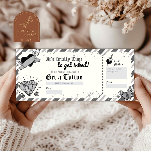 Get a Tattoo Monochrome Gift Voucher  (Creator Uploaded)