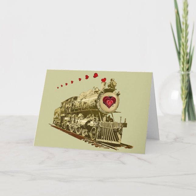 Get aboard the love train Valentines Card (Front)