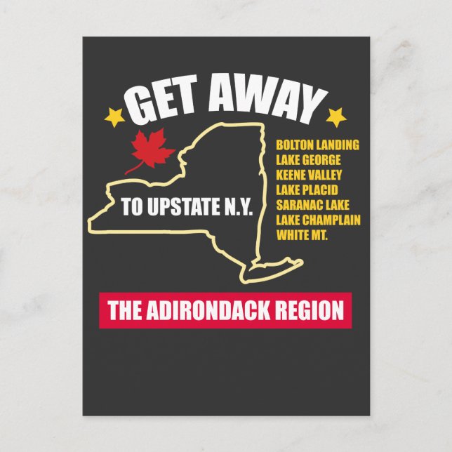 get away to upstate ny the adirondack region postcard (Front)