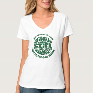Get Back T-Shirt Green on White V-Neck Women's