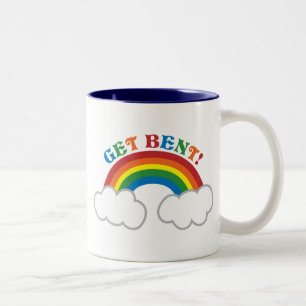 GET BENT! with cute rainbow Two-Tone Coffee Mug