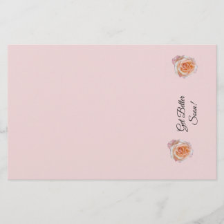 Get Better Roses Pink Stationery
