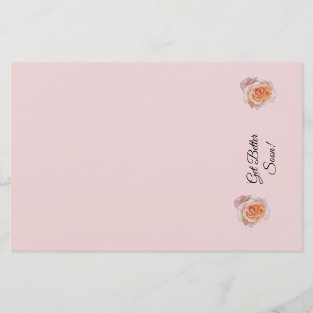 Get Better Roses Pink Stationery (Front)