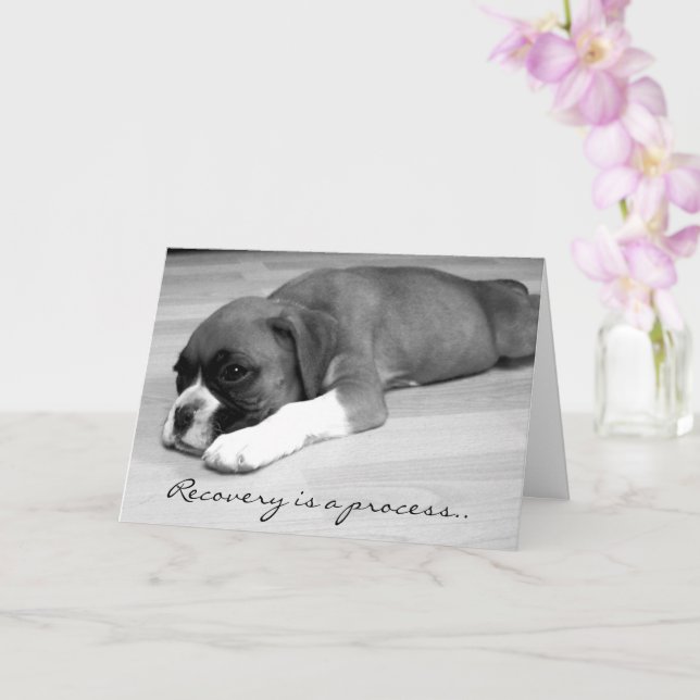Get better soon Boxer puppy greeting card (Orchid)