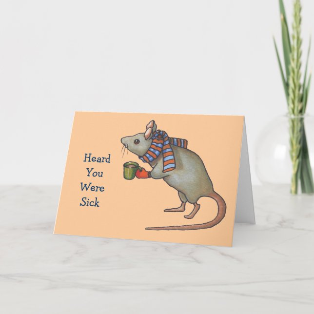 Get Better Soon: Mouse With Scarf: Freehand Art Card (Front)