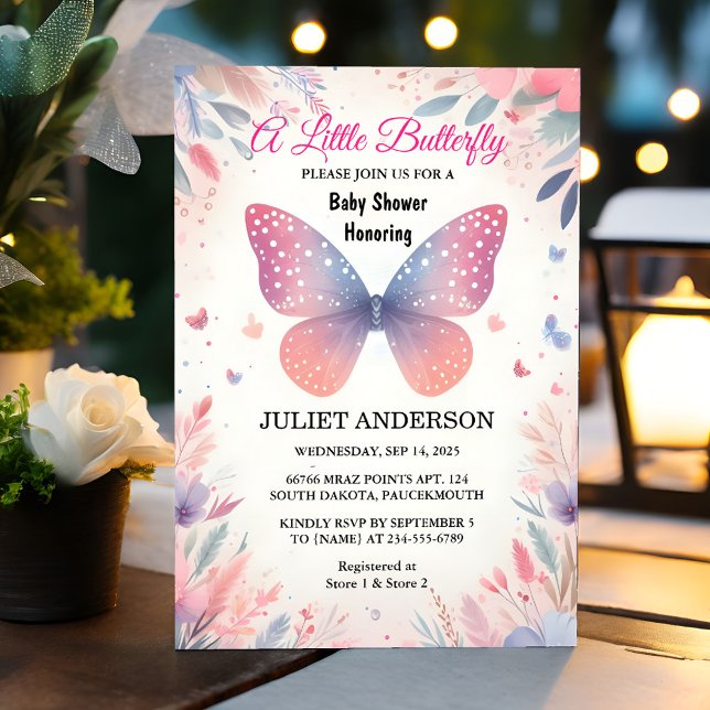 Get Bug Boho Soft Glow Live Butterfly Baby Shower Invitation (Creator Uploaded)
