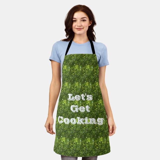 Get Cooking Bright Green Leaf Photo Pattern Nature Apron (Worn)