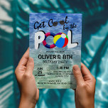 Get Cool By The Pool | Kids Birthday Invitation<br><div class="desc">Cool swimming pool birthday party invitation featuring a inviting blue water background,  sunglasses,  beach ball,  rubber ring and a modern birthday template that is easy to customise.</div>