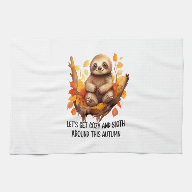 Get Cosy and Sloth Around This Autumn Tea Towel (Horizontal)