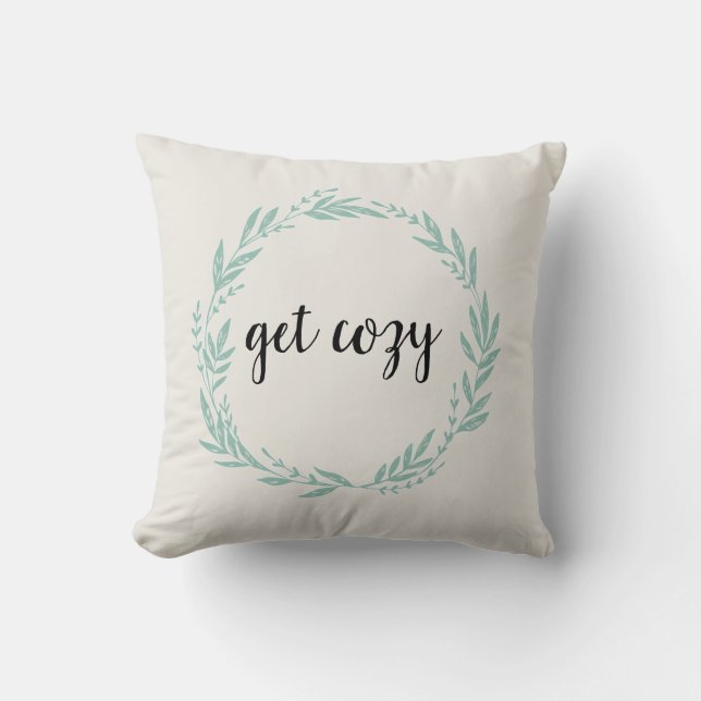 Get Cosy Welcome Housewarming Throw Pillow (Front)