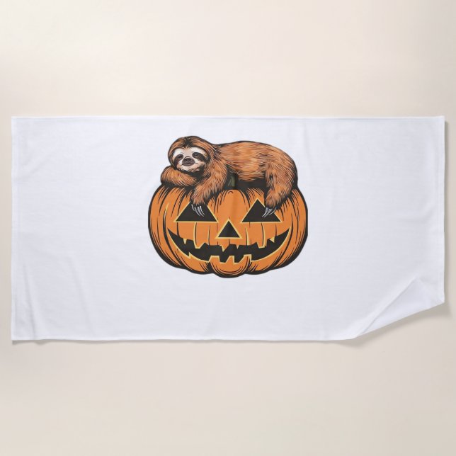 Get Cosy with Our Halloween Sloth T-Shirt – The Ul Beach Towel (Front)