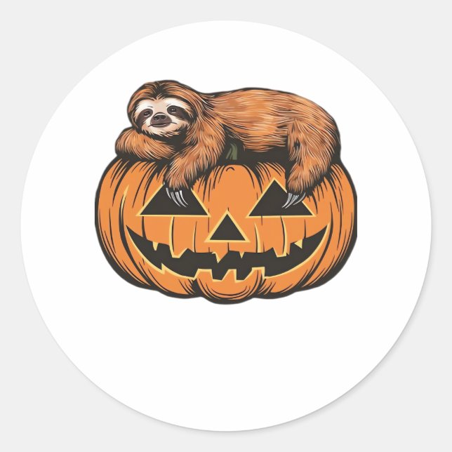 Get Cosy with Our Halloween Sloth T-Shirt – The Ul Classic Round Sticker (Front)