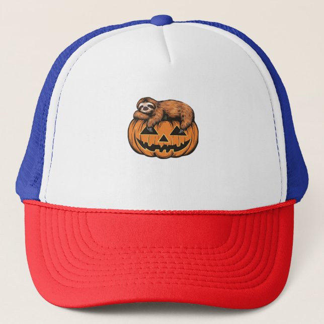 Get Cosy with Our Halloween Sloth T-Shirt – The Ul Trucker Hat (Front)