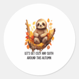 Get Cozy and Sloth Around This Autumn Classic Round Sticker