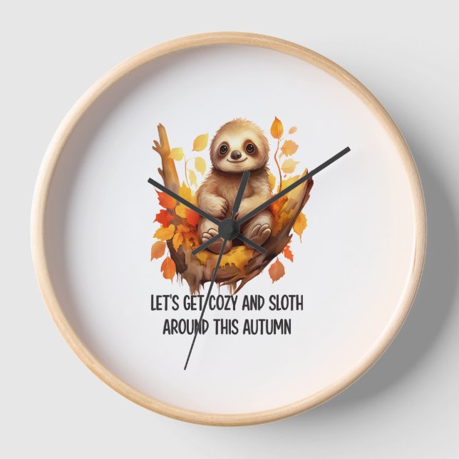 Get Cozy and Sloth Around This Autumn Clock (Front)
