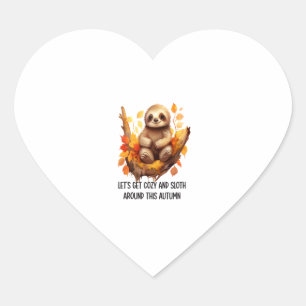 Get Cozy and Sloth Around This Autumn Heart Sticker