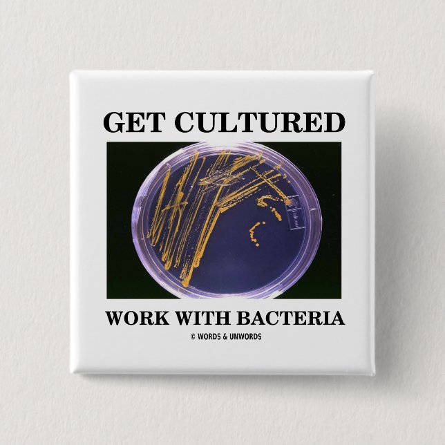 Get Cultured Work With Bacteria (Agar Plate) 15 Cm Square Badge (Front)
