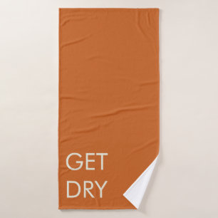 Get Dry or Custom Message Cream and Orange Bath Towel