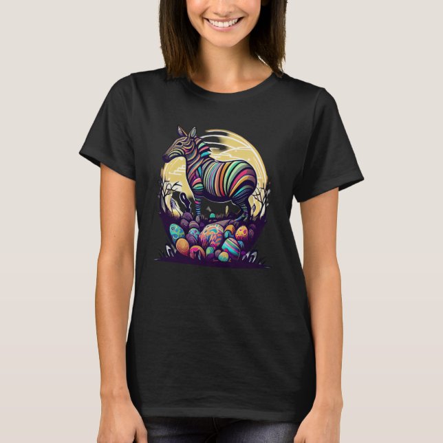 Get egg cited for Easter with this cute Zebra Egg  T-Shirt (Front)