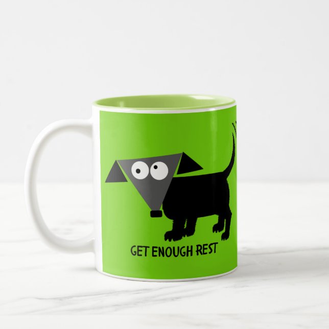 Get Enough Rest. Rego Berto's Tips for Living Life Two-Tone Coffee Mug (Left)