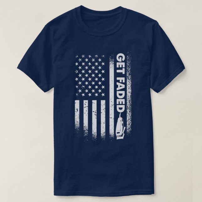 Get Faded American Flag Barber Hairstylist Barbers T-Shirt (Design Front)