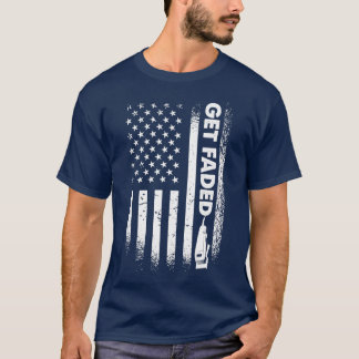 Get Faded American Flag Barber Hairstylist Barbers T-Shirt