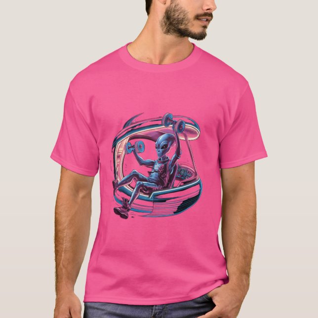 Get Fit in Zero Gravity Funny Alien Abduction Work T-Shirt (Front)