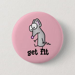 Get Fit Mouse 6 Cm Round Badge