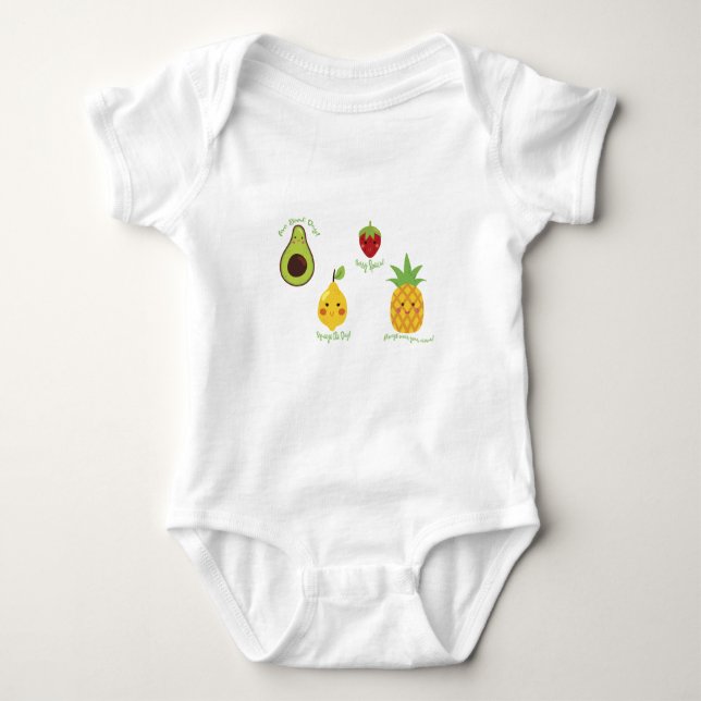 Get Fruity Avocado Lemon Strawberry Pineapple Pun  Baby Bodysuit (Front)