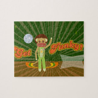 Get Funky Sock Monkey Custom Style Jigsaw Puzzle