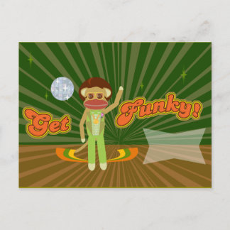 Get Funky Sock Monkey Custom Style Postcard
